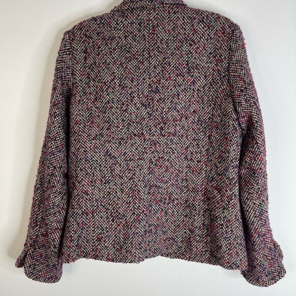 Vintage purple red white wool tweed button preppy office blazer 8 - Picture 7 of 7